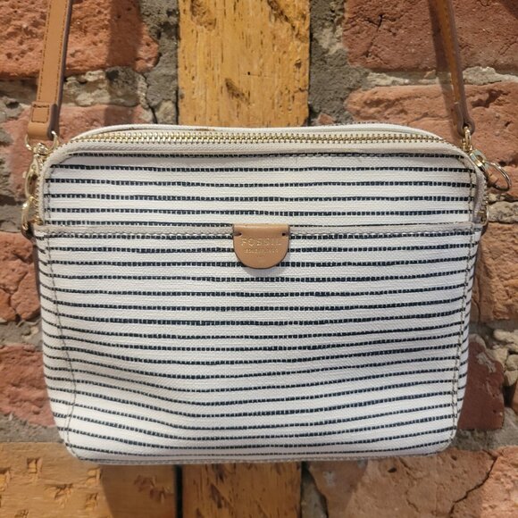 Fossil crossbody bag beige and black with than - Picture 2 of 6